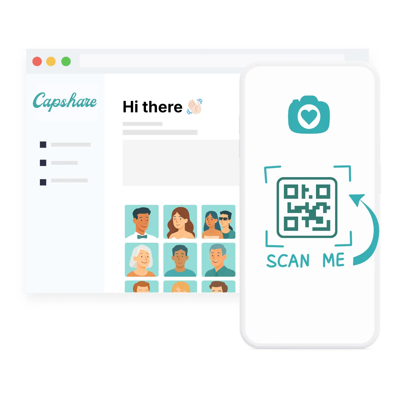Create event interface with QR code and shareable link